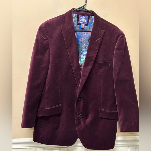 Savile Row Other - Savile Row mens savoy Blazer 46R Burgundy Velvet Velour Smoking Evening